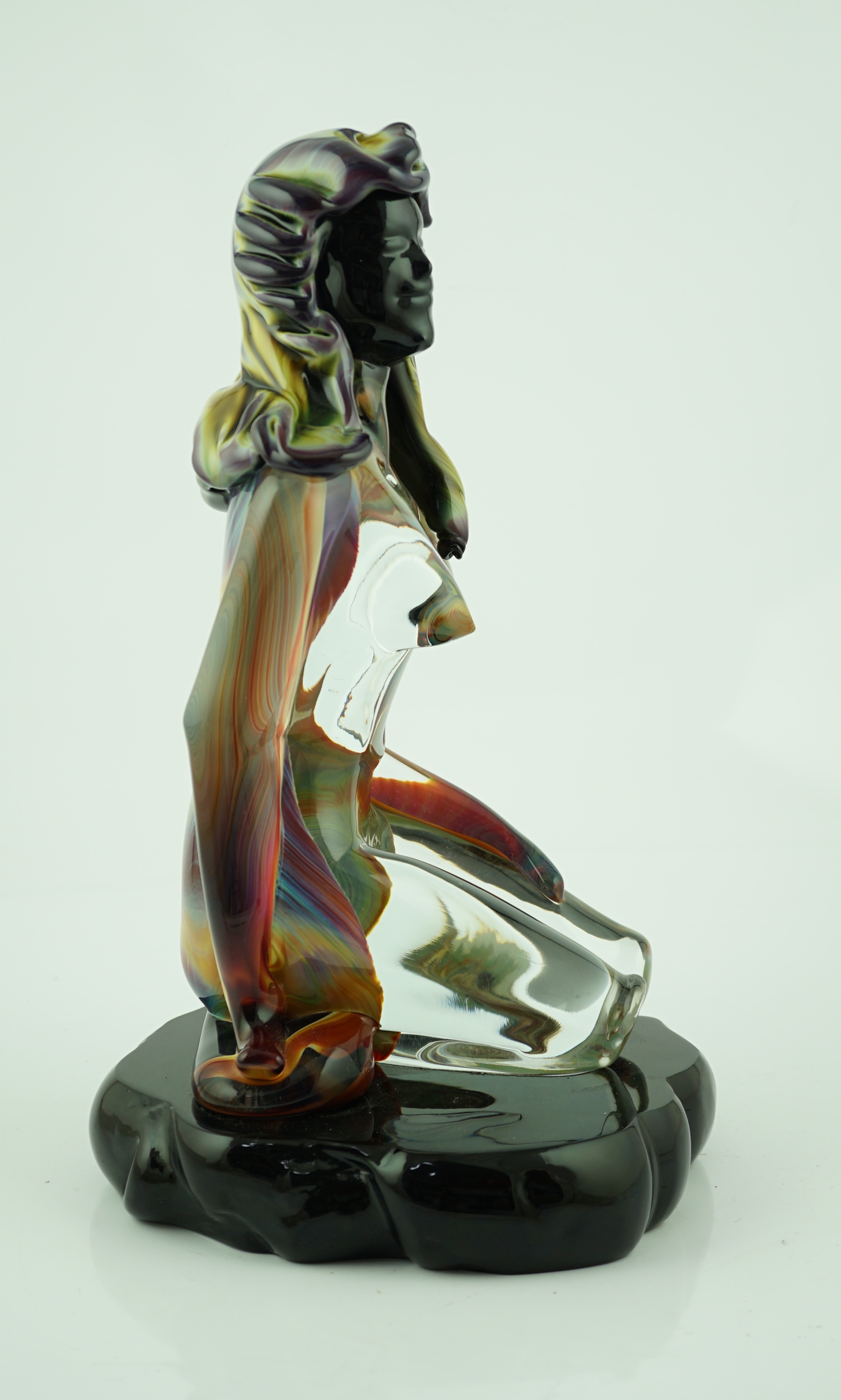 Dino Rosin (1948-), a Murano chalcedony iridescent glass model of a young nude woman